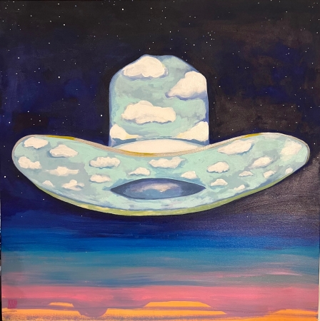Home is where you hang your Hat painting by artist Melissa Wen Mitchell-Kotzev
